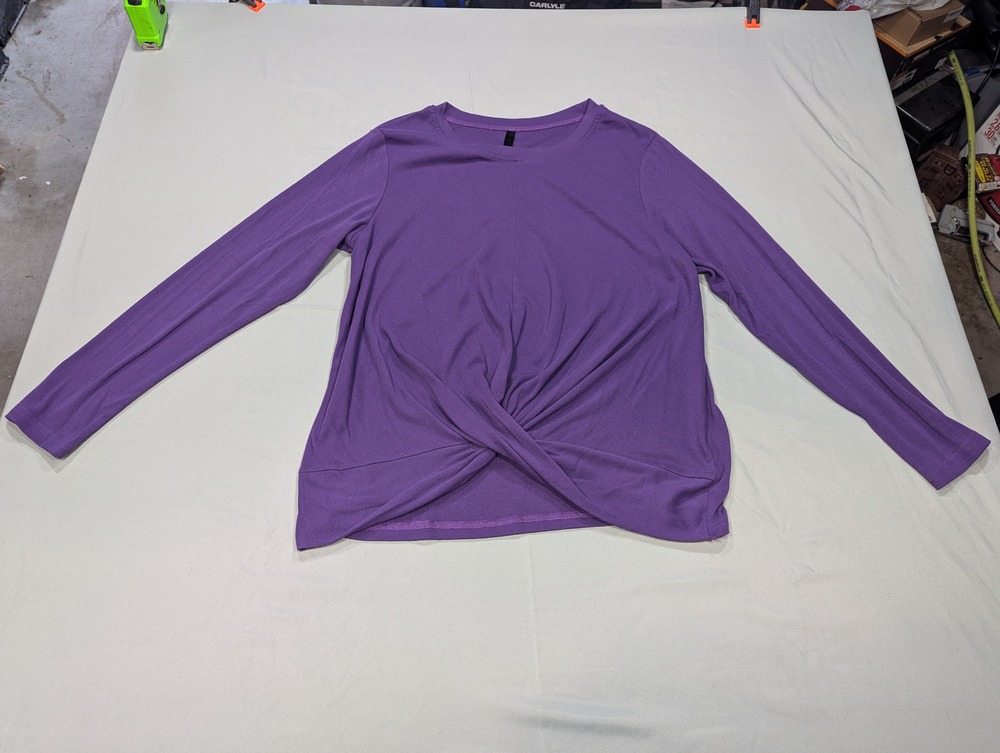Women's Lavender Twist Front Long Sleeve Pullover Top – Relaxed Fit